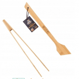 Medinės bambuko žnyplės mėsai BBQ 38,5 cm