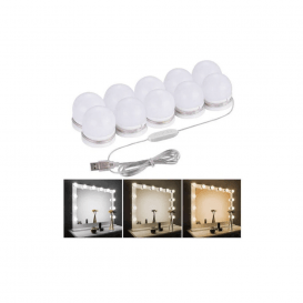 Veidrodinės LED lempos 10 vnt, makiažo/kosmetiniam staliukui, su USB jungtimi