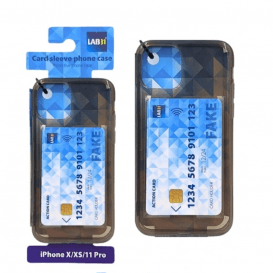 Permatomas telefono dėklas, skirtas IPHONE X/XS/11 PRO su kortelės dėklu