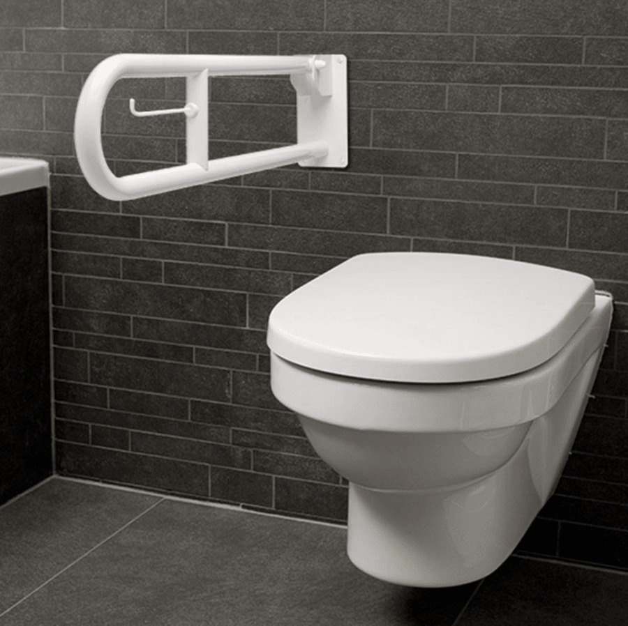 Plieger Comfort tualeto atrama plastikinė 70 cm balta sulankstoma, skirta tvirtinti prie sienos