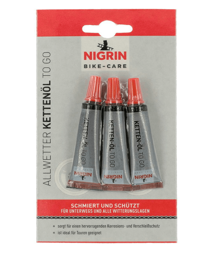 NIGRIN Bike-Care dviračio grandinės alyva bet kokiam orui "TO GO", 3 x 3 ml