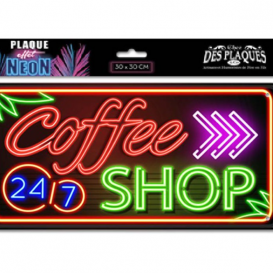 Neoninio efekto dekoratyvinė lentelė 30x15 cm – Coffee Shop