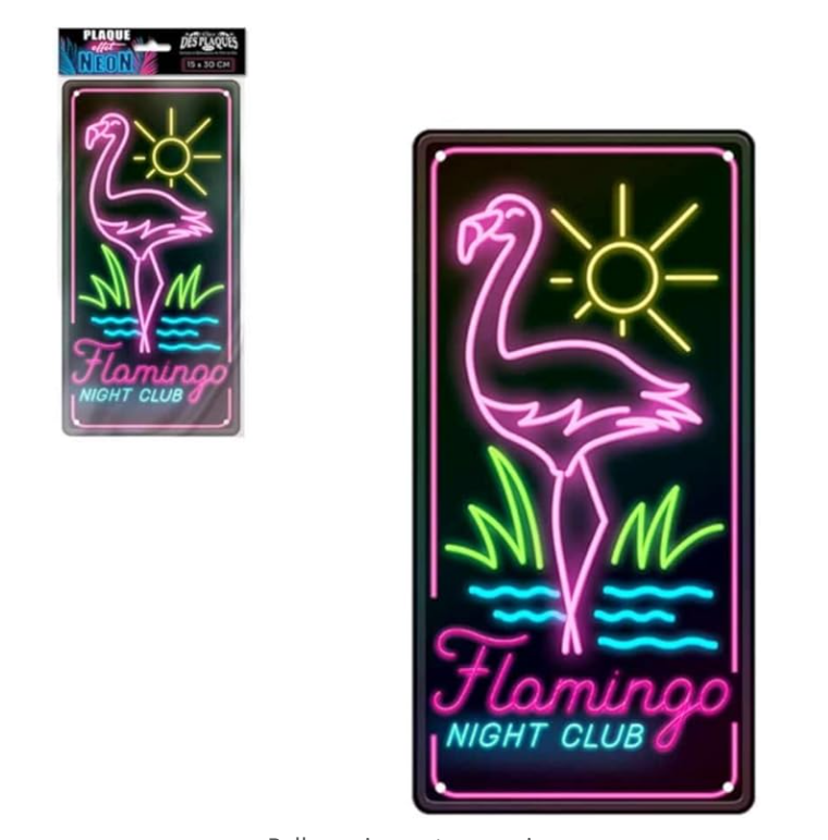 Neoninio efekto dekoratyvinė lentelė 30x15 cm – Flamingo Night Club