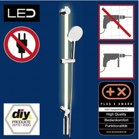 LED dušo sistema su USB įkrovimu ir judesio jutikliu
