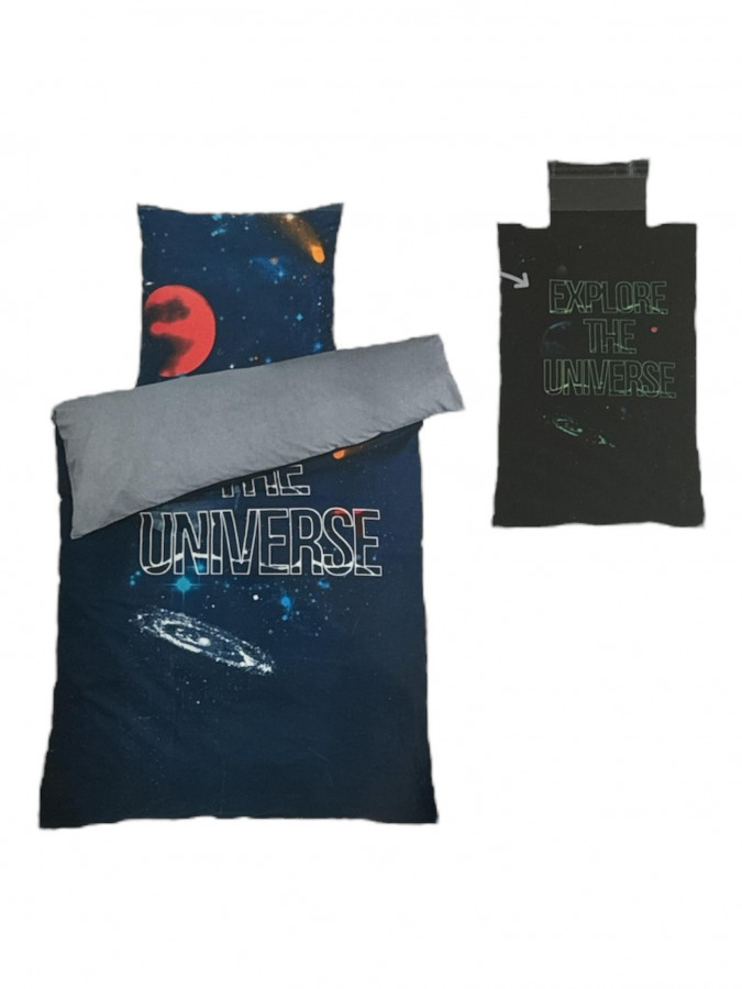 Vaikiška dvipusė šviečianti patalynė „Explore the Universe“