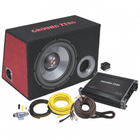 Ground Zero GZ BASS KIT 12.300 - 12" Rinkinys rinkinyje yra. GZBA 2.300 stiprintuvas 37 su 30 cm / 12" žemų dažnių garsiakalbiu