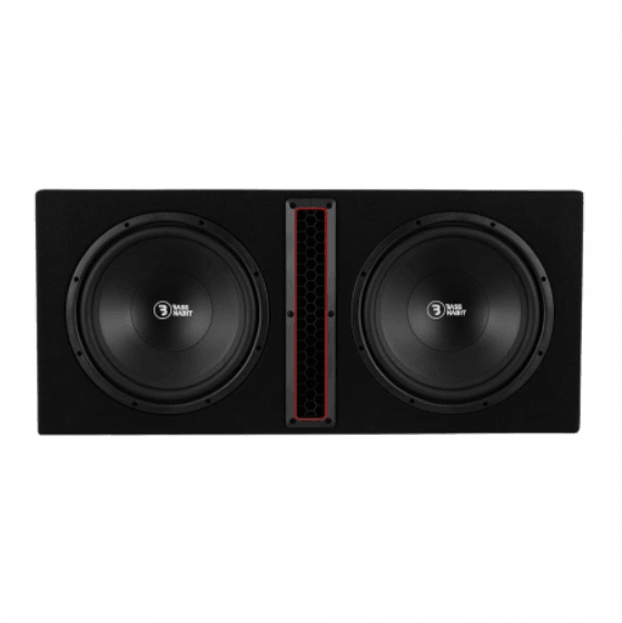 Bass Habit Play 212 2x12tum, automobiliniai žemų dažnių garsiakalbiai korpuse galia iki 600W, 2 x 4 omų terminalai.