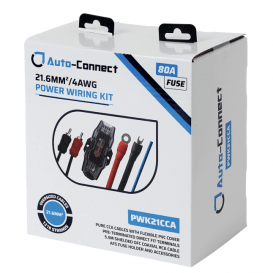 Auto-Connect Pure CCA kabelių rinkinys, 21,6 mm² skirtas automobilinių stiprintuvų maitinimui iki 1000 W galios