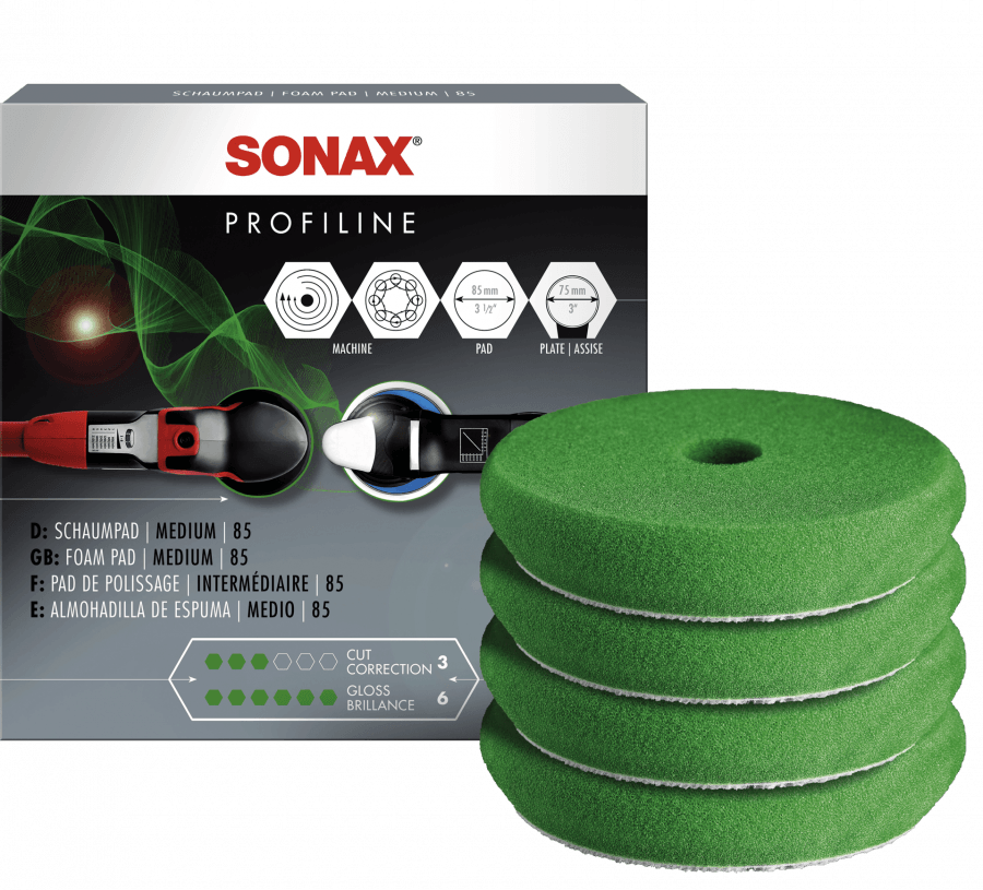 SONAX Vidutinio kietumo poliravimo padas, 85mm, 4 vnt