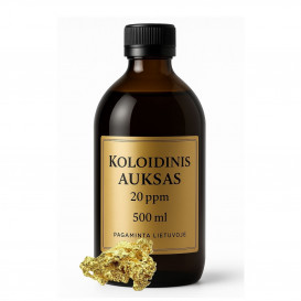 Koloidinis Auksas 500 ml, 20 ppm – Odos Priežiūrai, Plaukams, Nervų Sistemai ir Protinei Veiklai