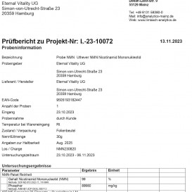 NMN Nikotinamido mononukleotidas 99% 30g - Ląstelių atsinaujinimas