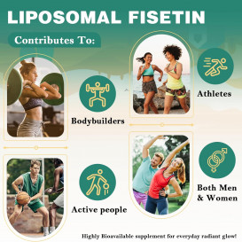 Liposominis Fisetinas ir Kvercetinas – 60 minkštųjų kapsulių (1000 mg fisetino, 200 mg kvercetino), pagerintas įsisavinimas