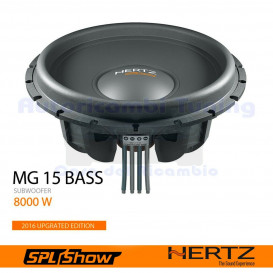 Hertz MG 15 BASS Car Subwoofer | 8000W Peak Power, 28–700 Hz Frequency Range, Dual 1 Ohm Impedance