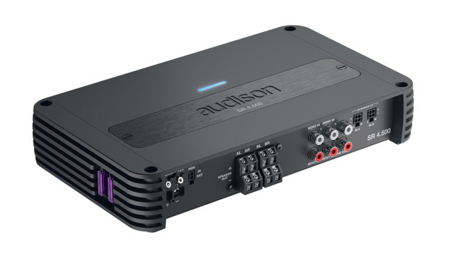 Audison SR 4.500 – 4-Channel Car Audio Amplifier (130 W x 4 @ 4Ω RMS, 14.4 VDC, 1% THD)