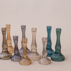 Įvairių spalvų raižyto stiklo žvakidės (Ž-53)